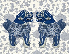Foo Dog Twins Blue and White