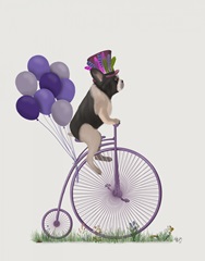 French Bulldog, Black White on Penny Farthing