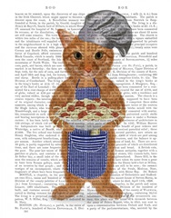 Ginger Cat Pasta Chef Book Print