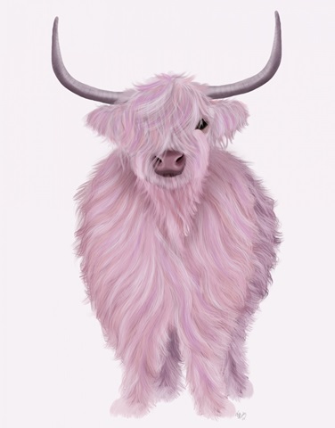 Highland Cow in Pink