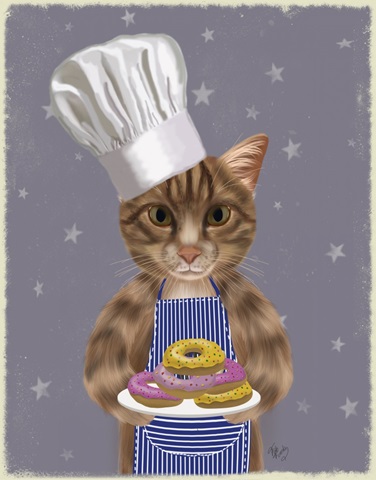 Tabby Cat Donut Chef Portrait