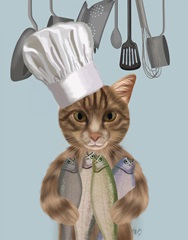 Tabby Cat Fish Chef, Portrait