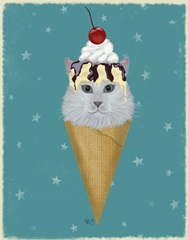 White Cat Ice Cream Cone
