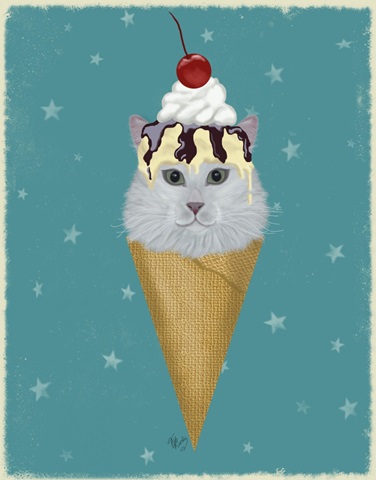 White Cat Ice Cream Cone