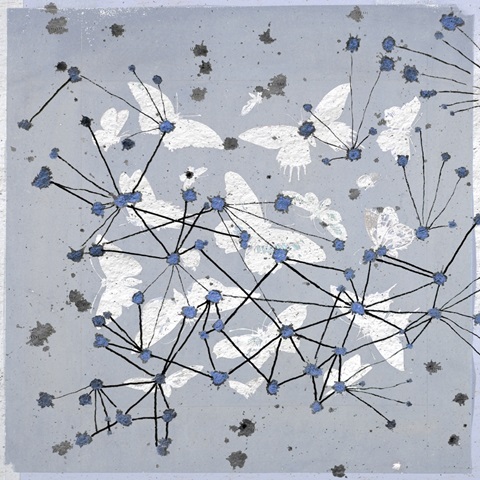 19th Century Butterfly Constellations in Blue I