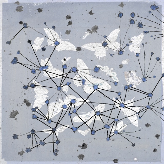 19th Century Butterfly Constellations in Blue I