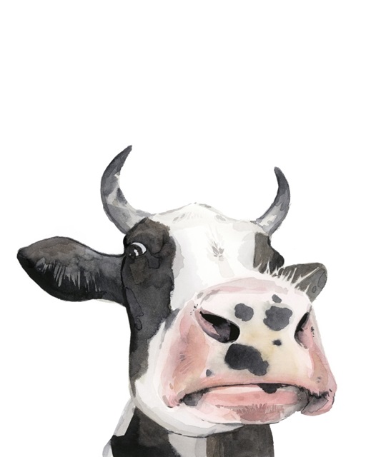 Watercolor Cow Portrait I
