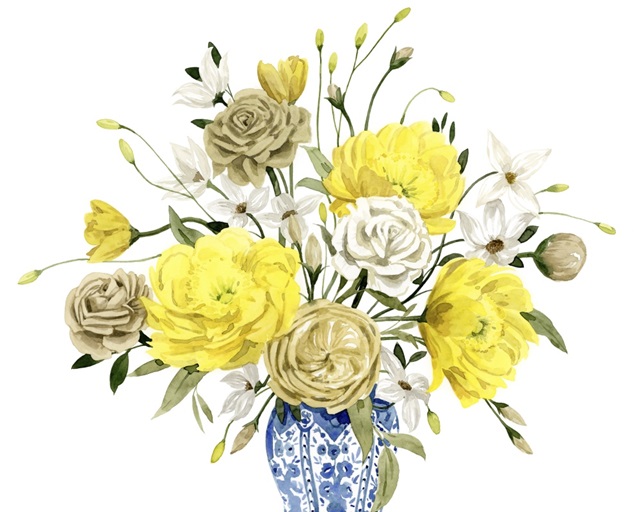 Yellow and Ultramarine Bouquet III