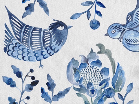 Indigo Ornament Collection A