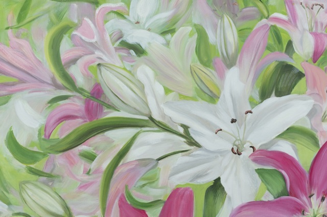 Pink and White Lilies I