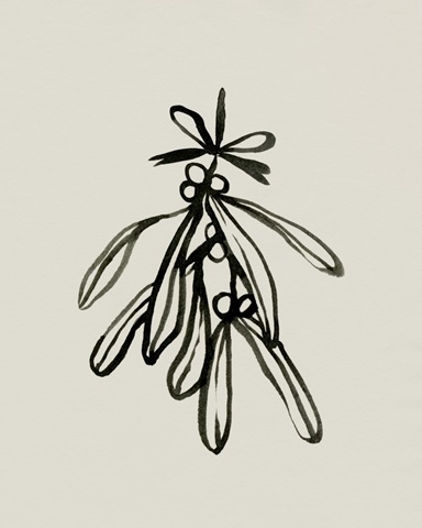 Mistletoe Sketch with Bows II