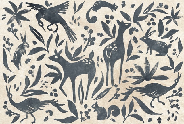 Woodland Woodblock Collection A