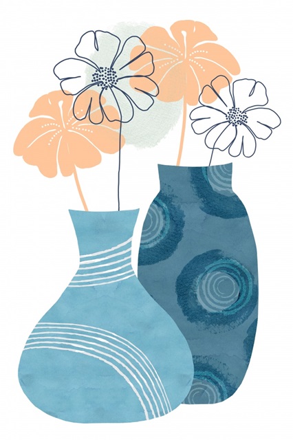 Blue Decorative Pots I