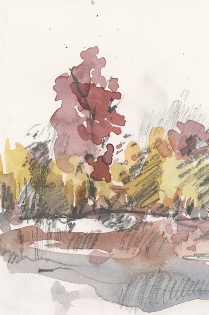 Watercolor Treeline Sketch I