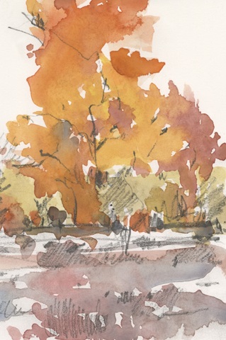 Watercolor Treeline Sketch II