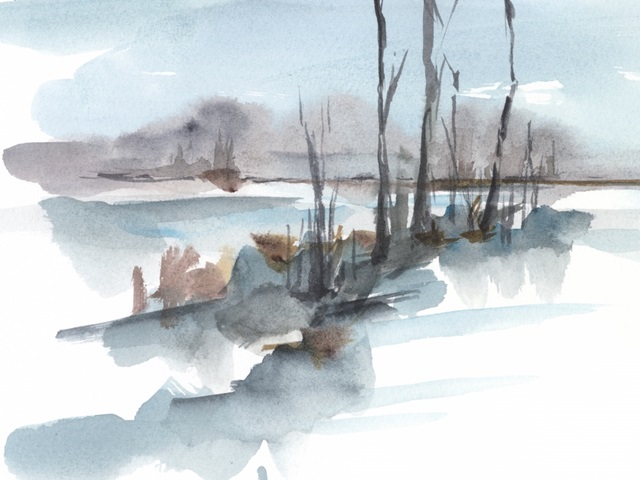 Winter Stream Watercolor I