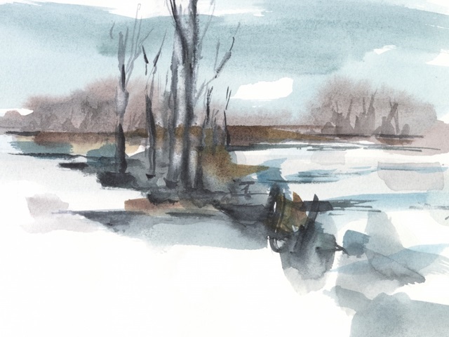 Winter Stream Watercolor II