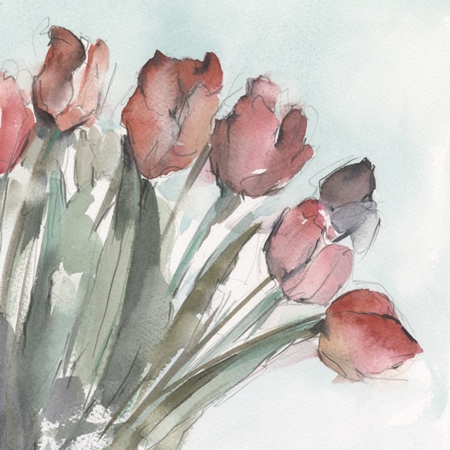 Watercolor Tulip Garden I