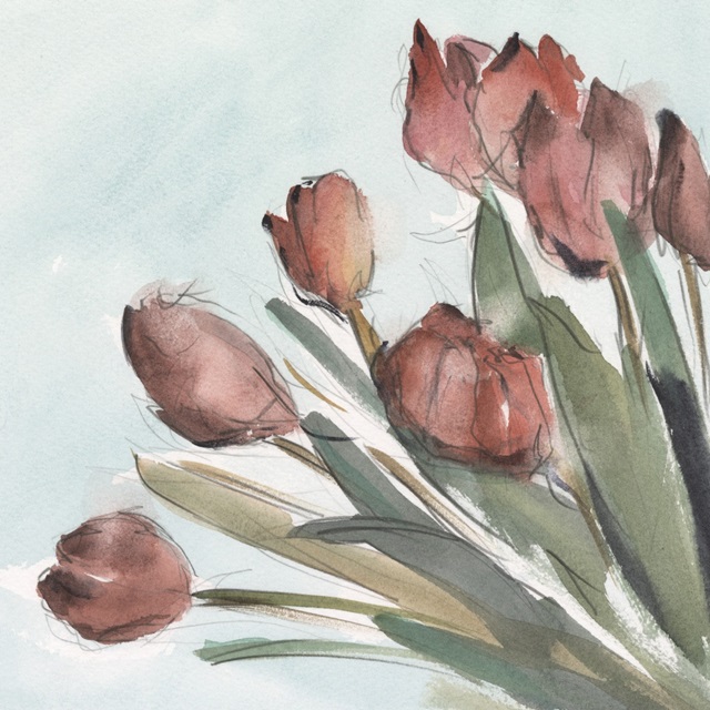 Watercolor Tulip Garden II