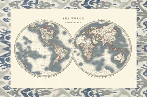 Bordered World Hemispheres