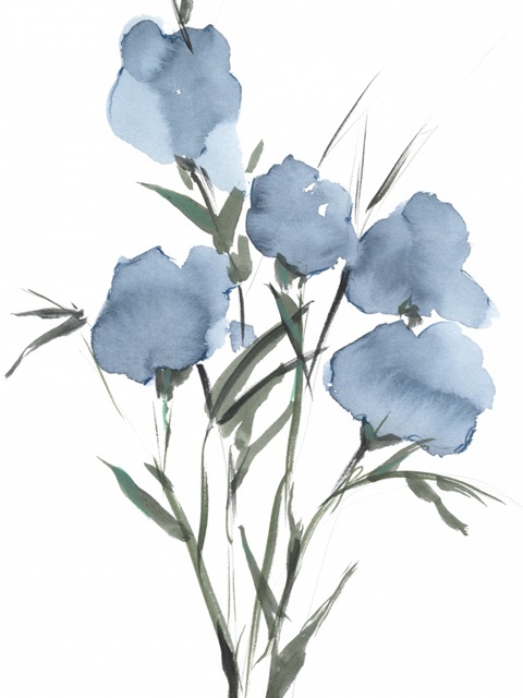 Watercolor Blue Bouquet I