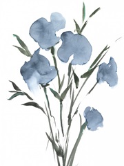 Watercolor Blue Bouquet II
