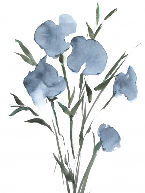 Watercolor Blue Bouquet II