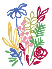 Bold Brushstroke Blooms I