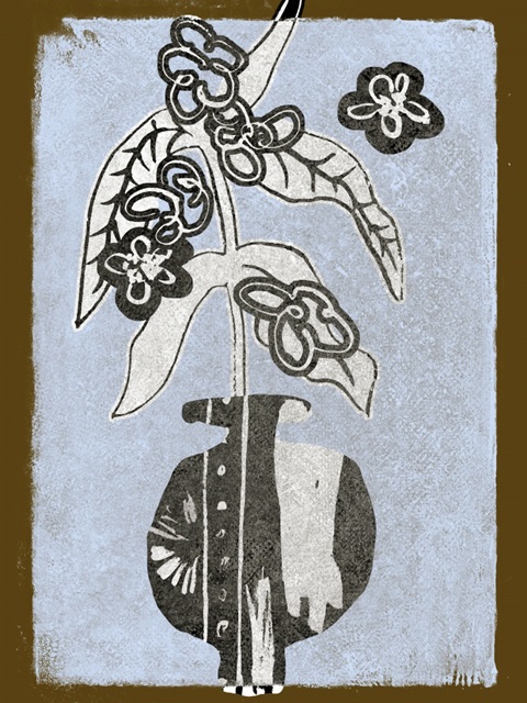 Graphic Flowers in Vase IV