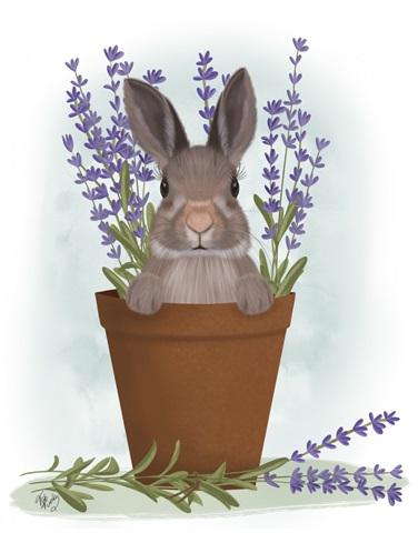 Bunny In Lavender Pot