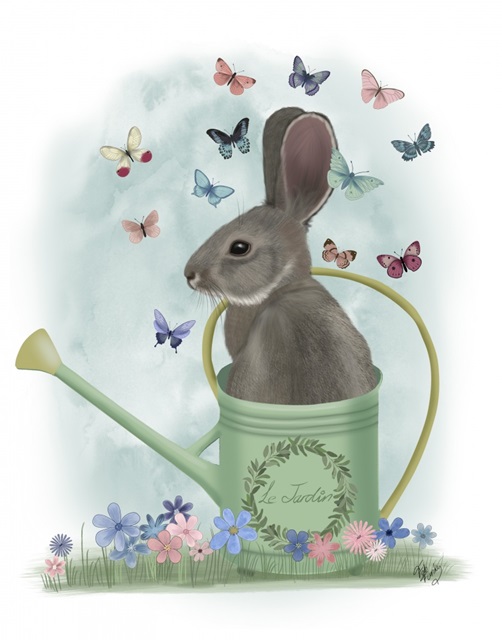 Bunny Watering Can and Butterflies