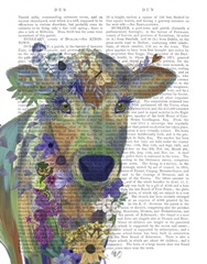 Fantastic Florals Cow , Book Print