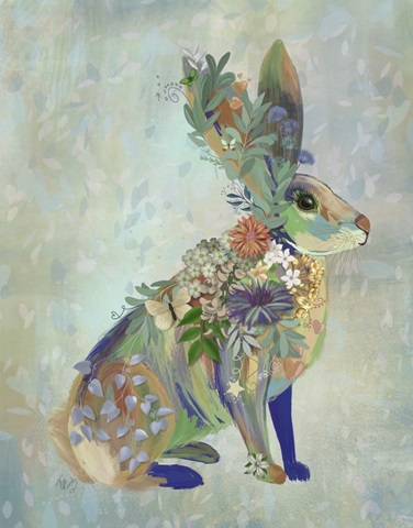 Fantastic Florals Hare, Sitting