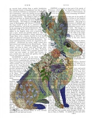 Fantastic Florals Hare, Sitting , Book Print