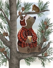 Lumberjack Bear Pine Tree Coffee Break
