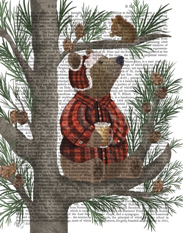 Lumberjack Bear Pine Tree Coffee Break