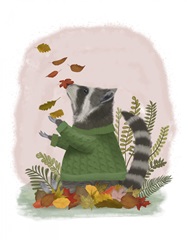 Raccoon Catching Leaves
