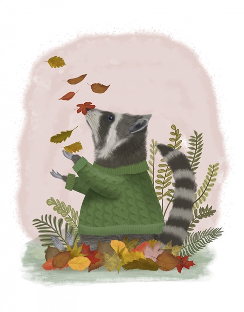 Raccoon Catching Leaves