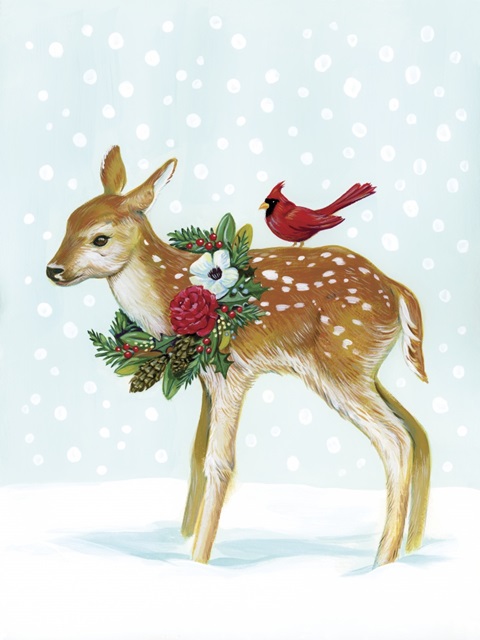 Winter Woodland Creatures with Cardinals II