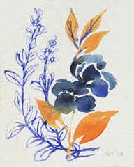 Indigo & Goldenrod Floral I