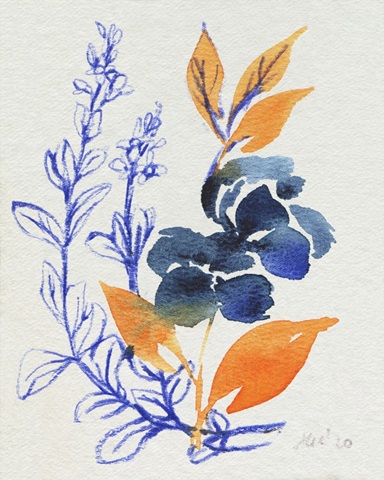 Indigo & Goldenrod Floral I
