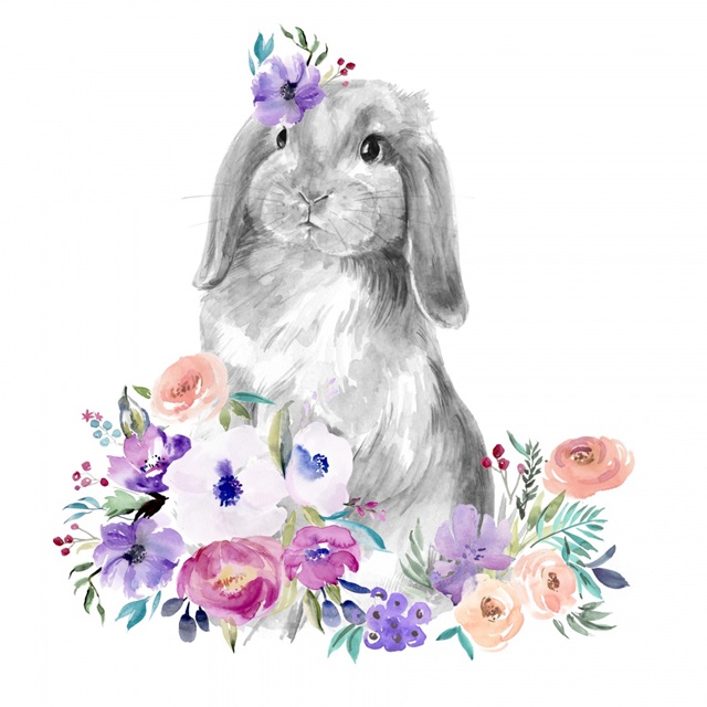 Bright Floral Bunny I