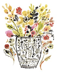 Inked Yellow Flowers in Vase
