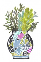 Painted Vase With Cactus
