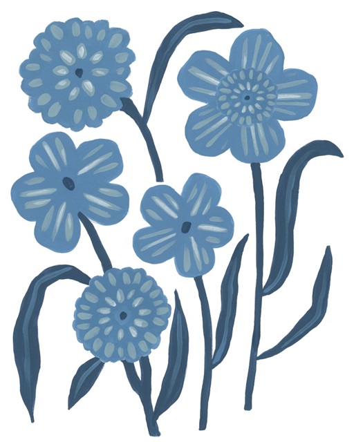 Blue Folk Florals II