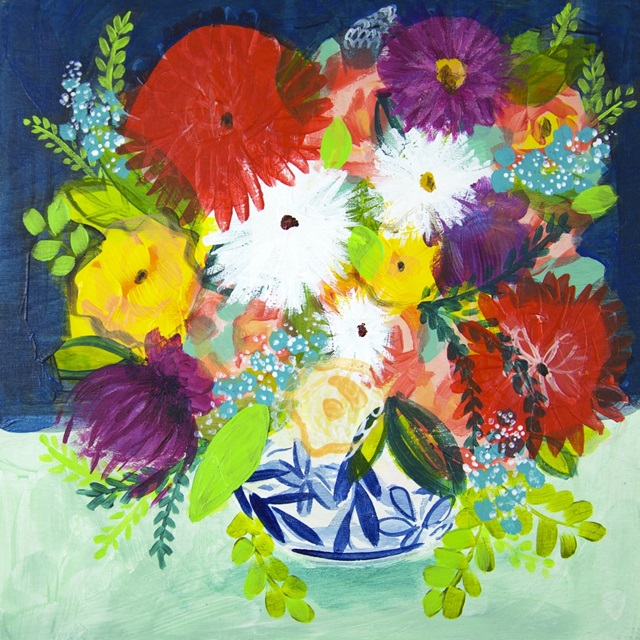 Summer Bouquet With Blue Vase I