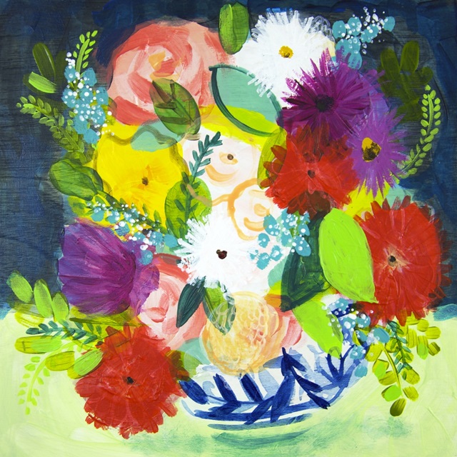 Summer Bouquet With Blue Vase III