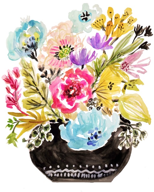 Black Floral Vase I