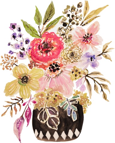 Black Floral Vase III