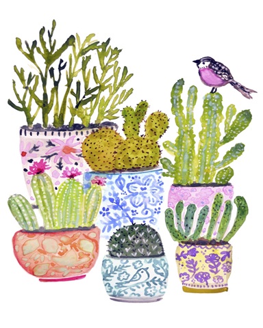Cactus and Pink Bird
